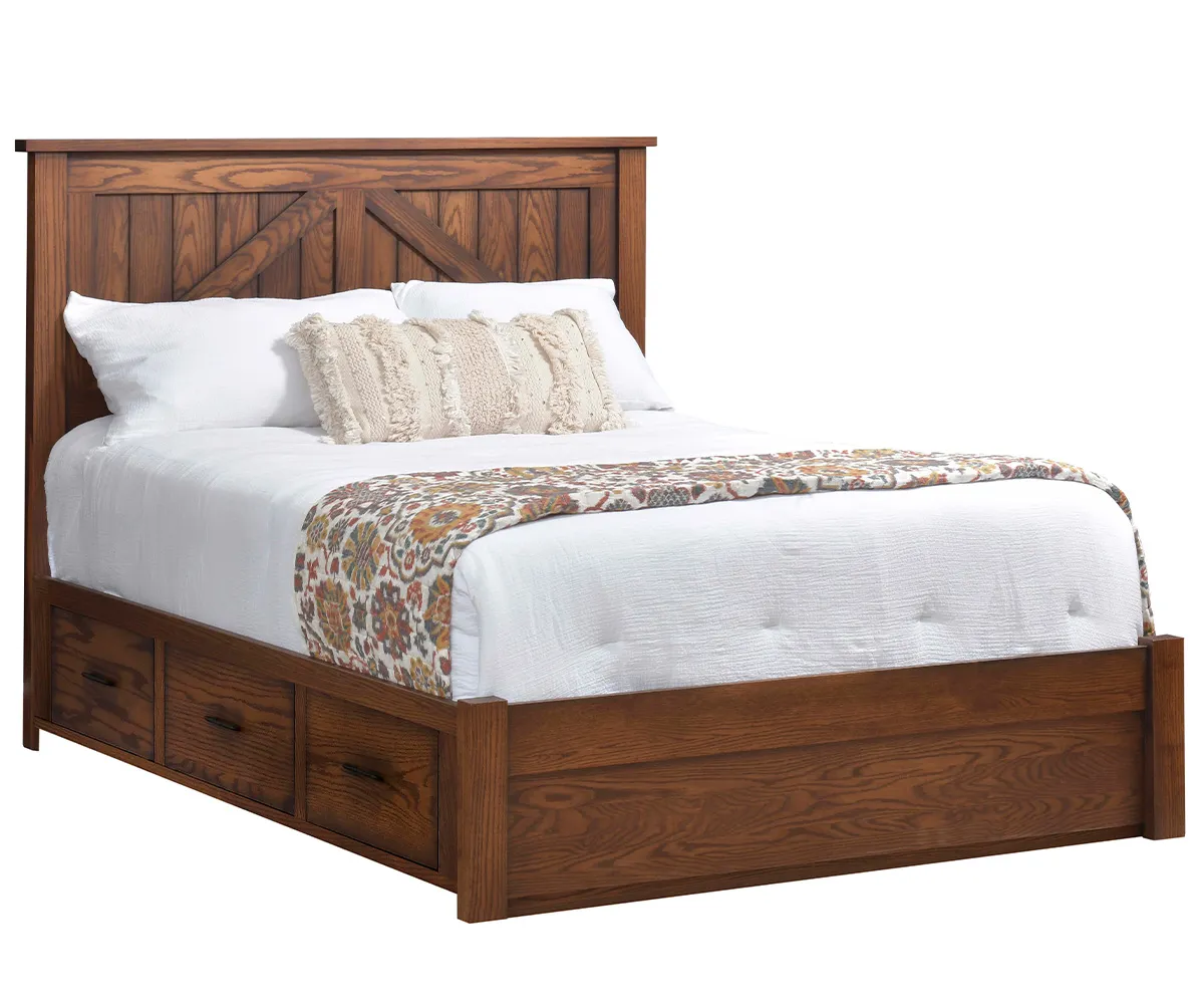 Mountain Lodge Panel Bed With Drawer Units Raised 2"