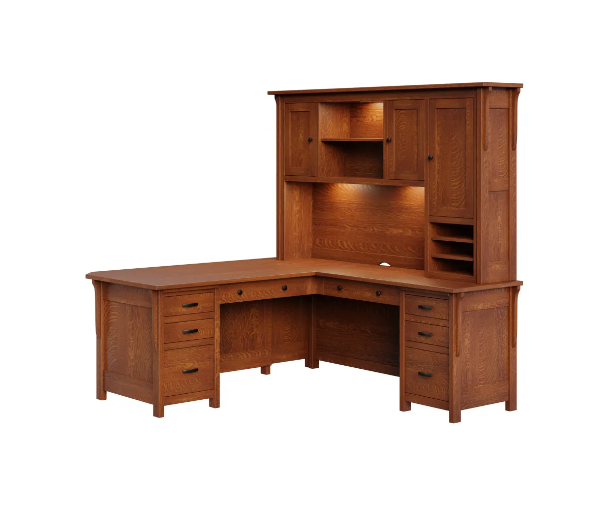 Boston Corner and Return Desk with Hutch - 72"W