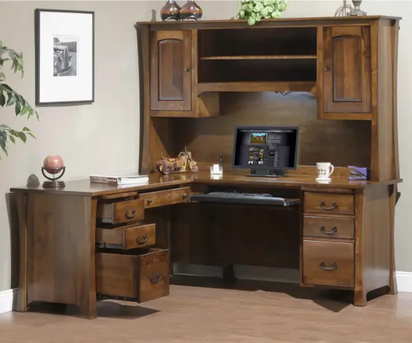 Woodbury L-Desk With Hutch