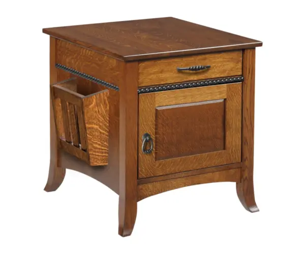 Cranberry Enclosed End Table with Magazine Rack