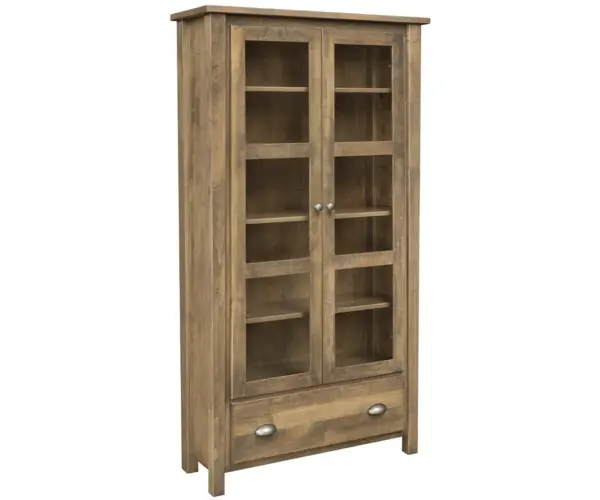 Jacoby Bookcase w/ Full Length Glass Doors and 1 Drawer