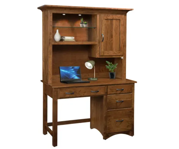 Shaker Single Pedestal Desk with Hutch