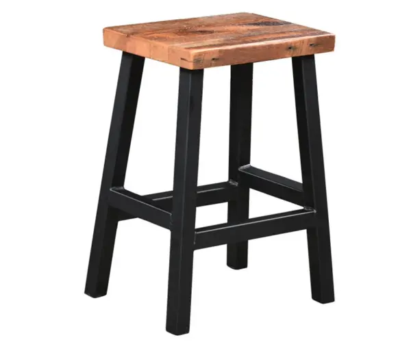 Barnwood Bar Stool with Metal Base