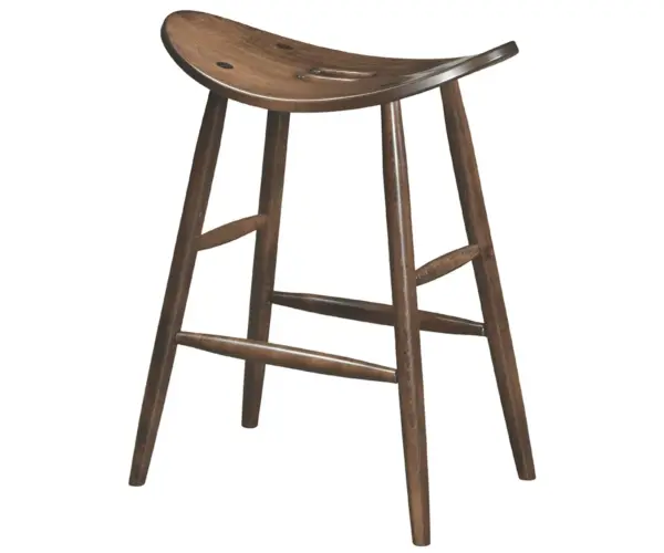 24" Stationary Saddle Bar Stool With Plain Legs