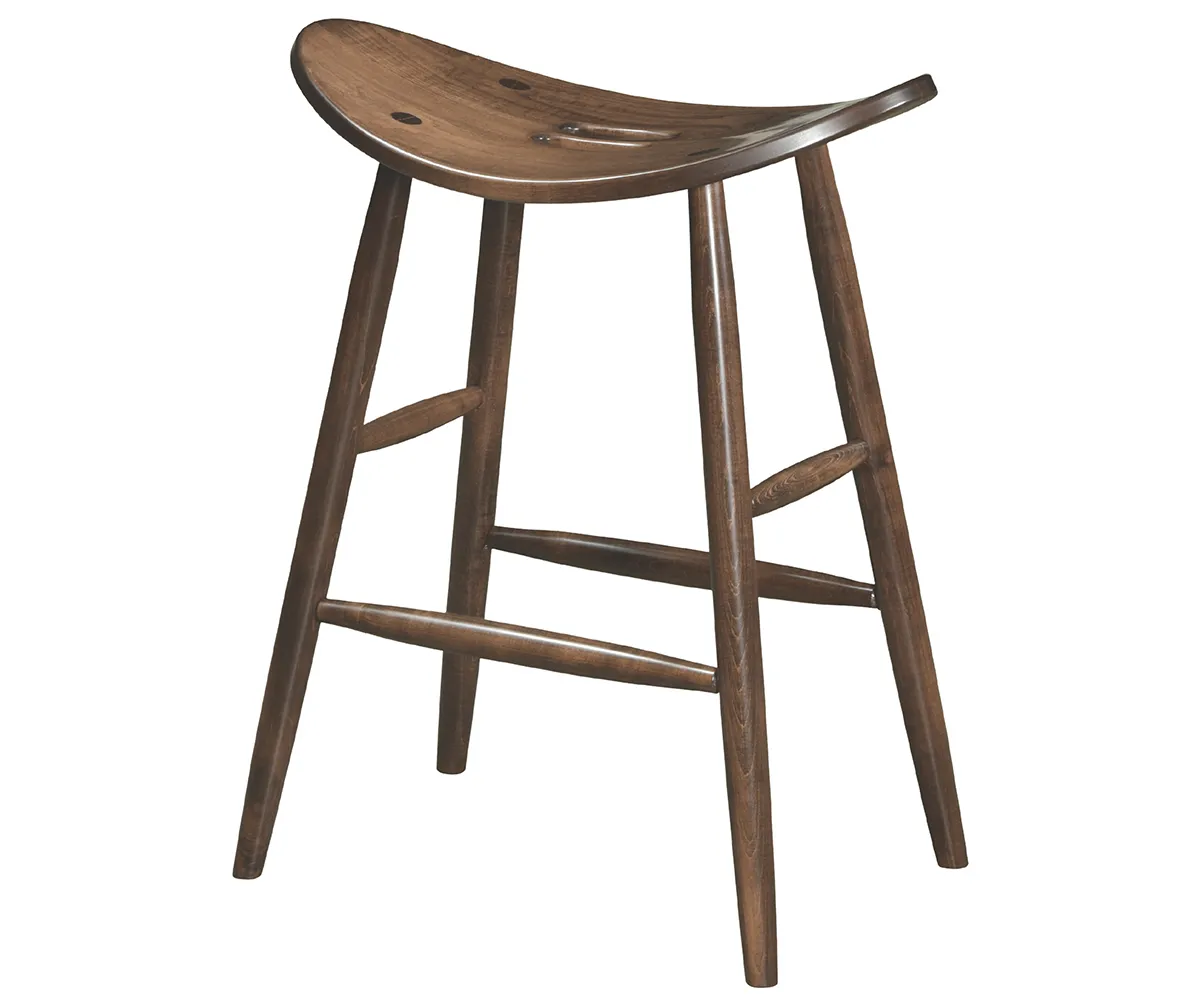 24" Stationary Saddle Bar Stool With Plain Legs