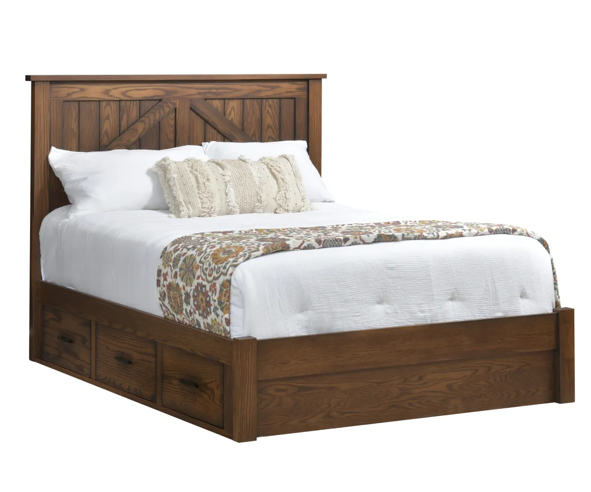 Mountain Lodge Panel Bed With Drawers To The Floor